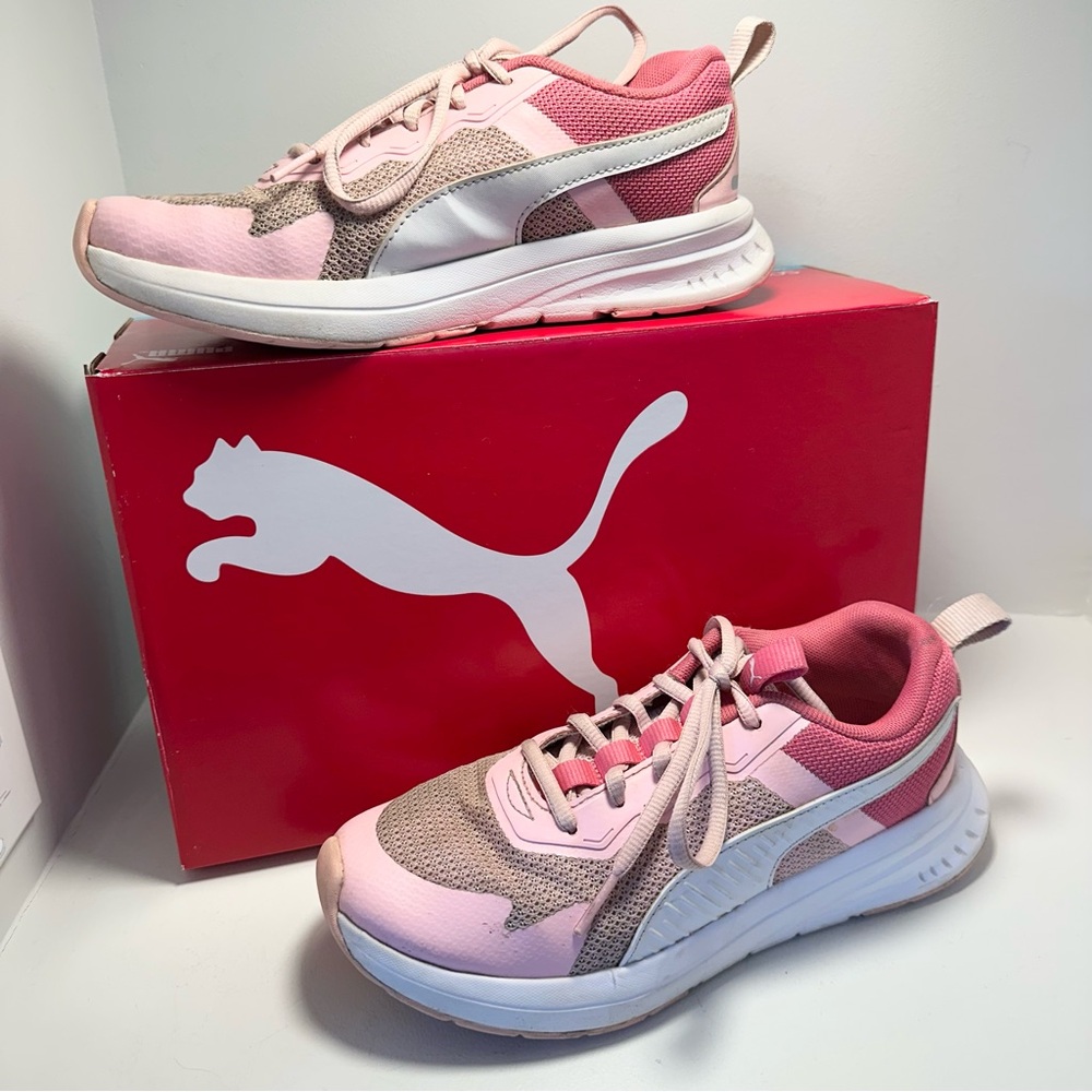 PUMA Evolve Run Mesh Youth Sneakers Almond Blossom-Puma White Size 4